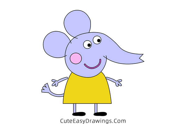 how to draw emily elephant from peppa pig - www.cuteeasydrawings.com