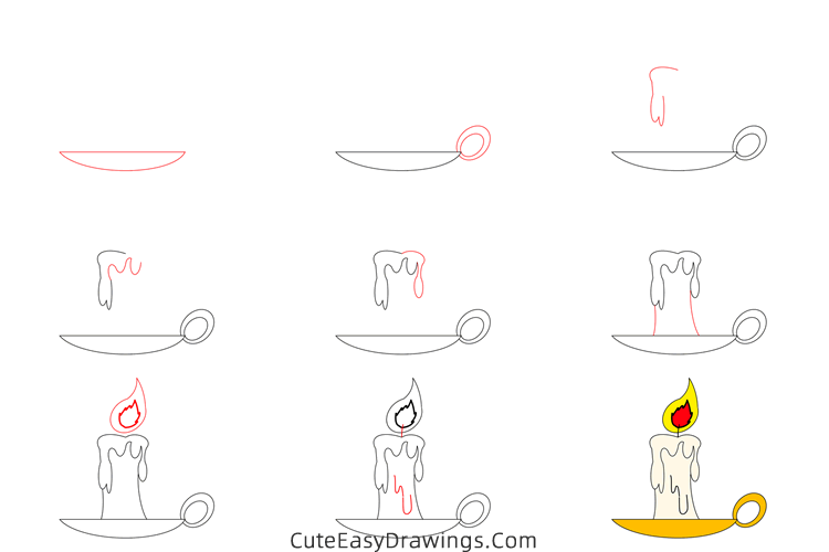 how to draw a candle easy - www.cuteeasydrawings.com