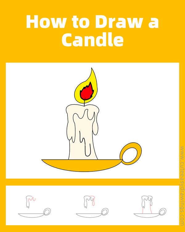 how to draw a candle easy - www.cuteeasydrawings.com