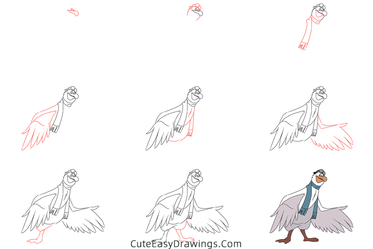 how to draw orville from the rescuers - www.cuteeasydrawings.com