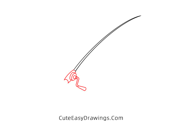 how to draw a fishing rod - www.cuteeasydrawings.com