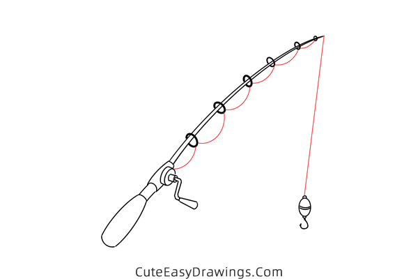 how to draw a fishing rod - www.cuteeasydrawings.com