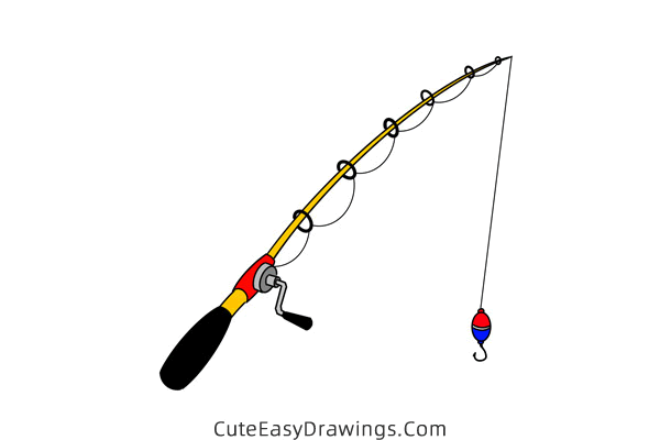 how to draw a fishing rod - www.cuteeasydrawings.com