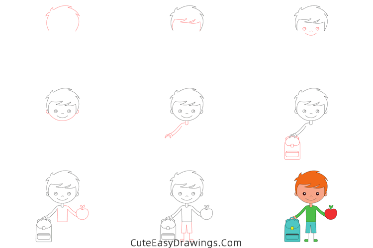 how to draw a school boy - www.cuteeasydrawings.com