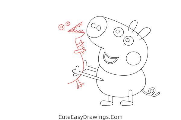 how to draw george pig and mr dinosaur - www.cuteeasydrawings.com