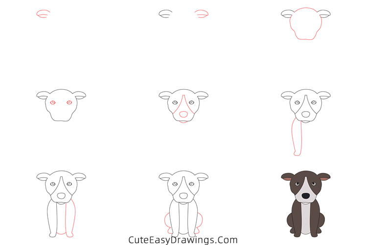 how to draw a sitting dog - www.cuteeasydrawings.com