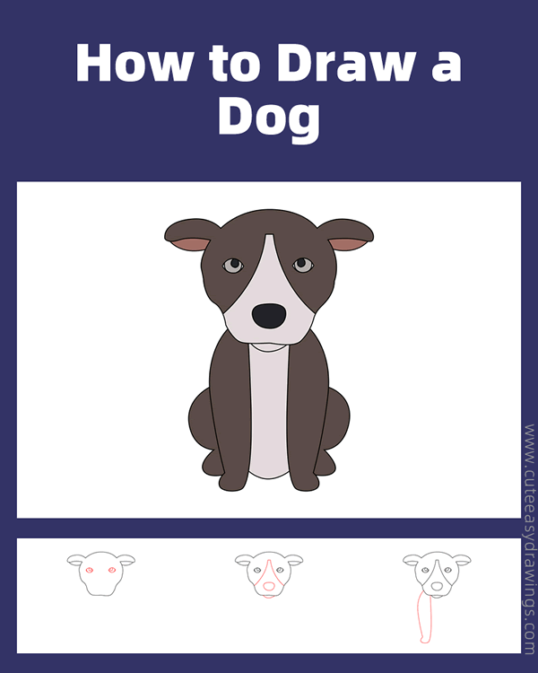 how to draw a sitting dog - www.cuteeasydrawings.com