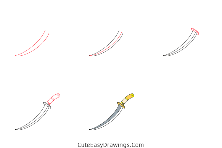 how to draw an arab dagger - www.cuteeasydrawings.com