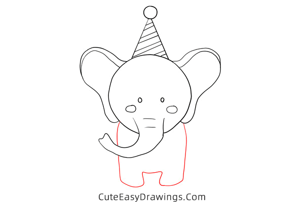 how to draw a happy birthday elephant - www.cuteeasydrawings.com