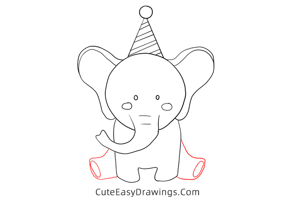 how to draw a happy birthday elephant - www.cuteeasydrawings.com
