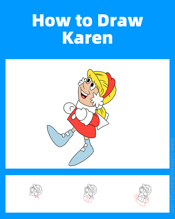 how to draw karen from frosty the snowman - www.cuteeasydrawings.com