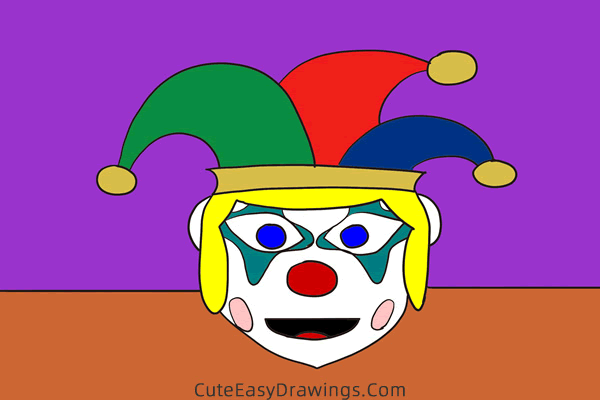 how to draw a scary clown face - www.cuteeasydrawings.com
