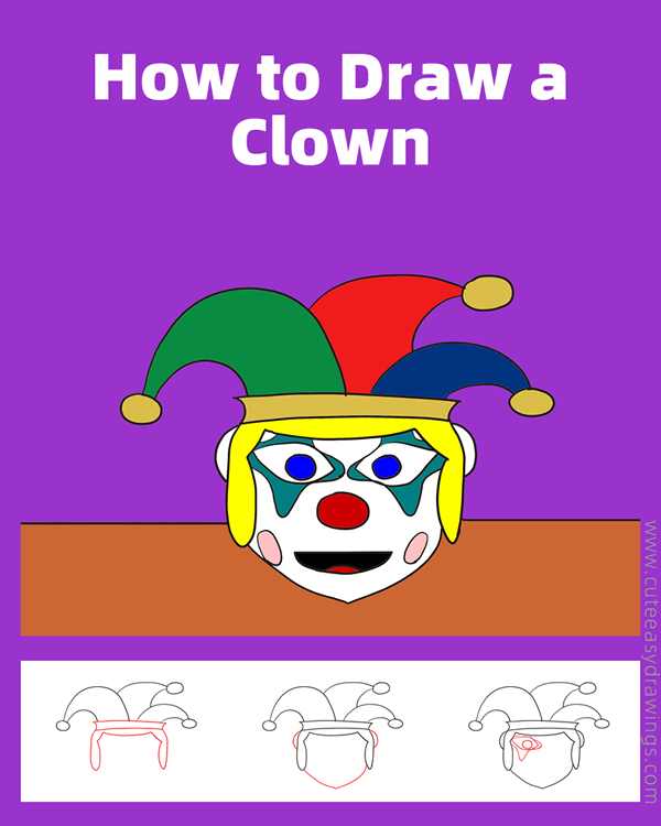 how to draw a scary clown face - www.cuteeasydrawings.com