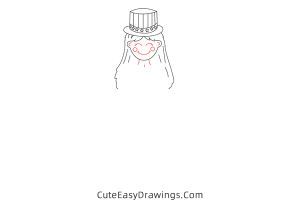 how to draw a girl on 4th of july - www.cuteeasydrawings.com
