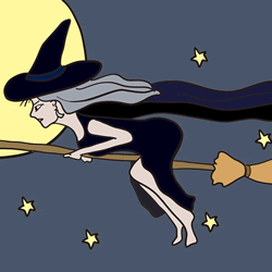 How to Draw a Witch Flying on a Broom Step by Step