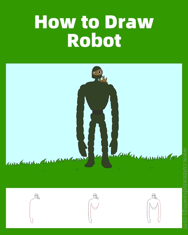 how to draw the robot from castle in the sky - www.cuteeasydrawings.com