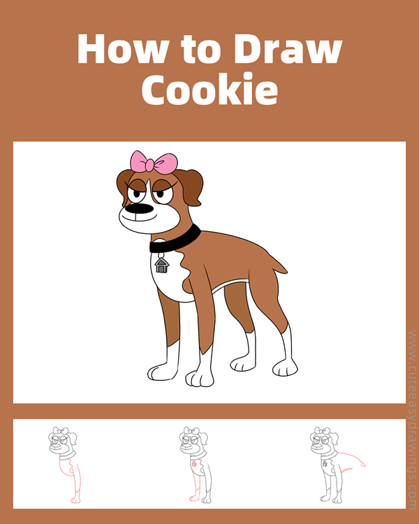 how to draw cookie from pound puppies - www.cuteeasydrawings.com