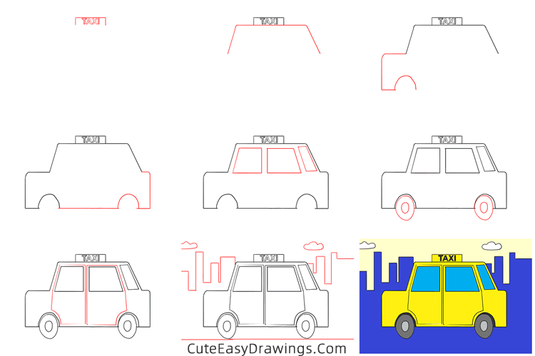 how to draw a cab - www.cuteeasydrawings.com