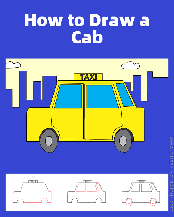 how to draw a cab - www.cuteeasydrawings.com