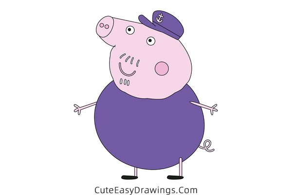 how to draw grandpa pig from peppa pig - www.cuteeasydrawings.com