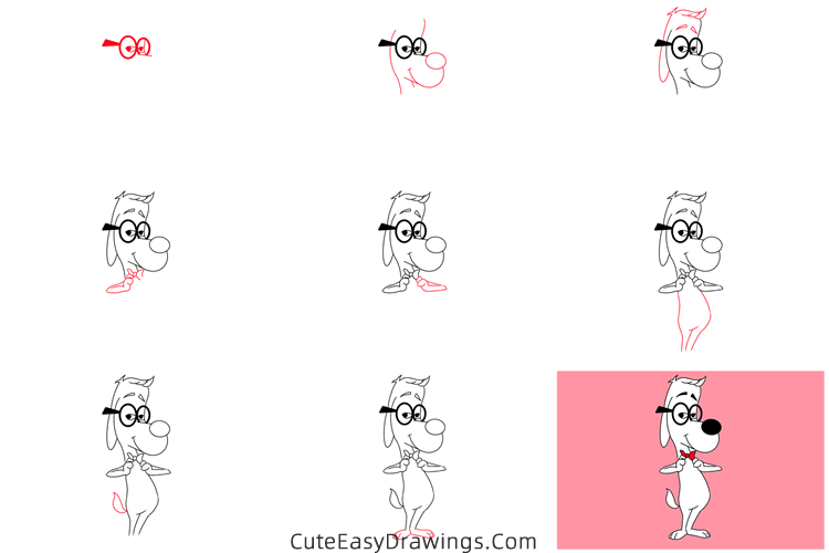how to draw mr peabody - www.cuteeasydrawings.com