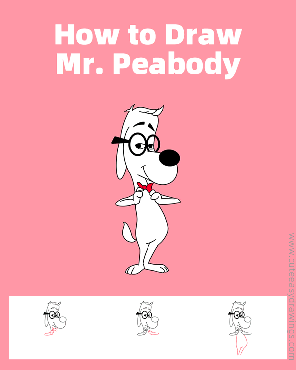 how to draw mr peabody - www.cuteeasydrawings.com
