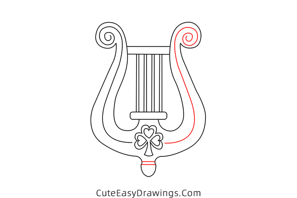 how to draw a harp for st patricks day - www.cuteeasydrawings.com
