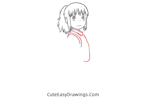 how to draw chihiro ogino - www.cuteeasydrawings.com