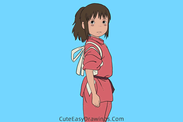 how to draw chihiro ogino - www.cuteeasydrawings.com