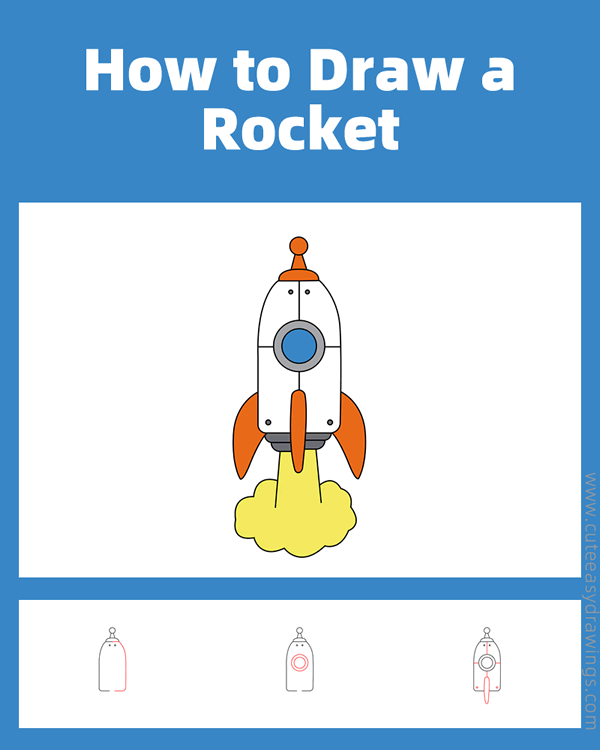 how to draw a cute rocket - www.cuteeasydrawings.com