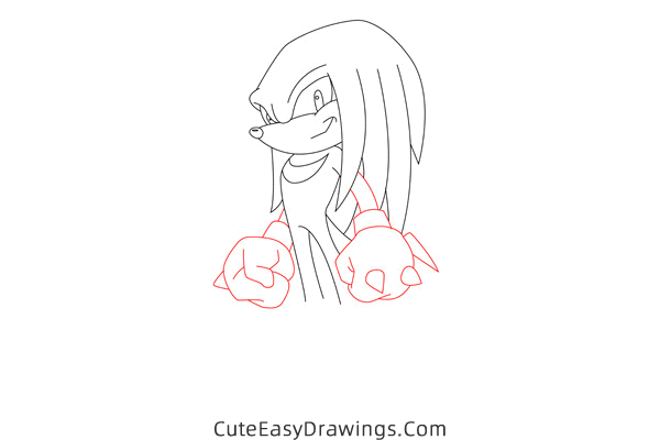 how to draw knuckles the echidna from sonic the hedgehog - www.cuteeasydrawings.com