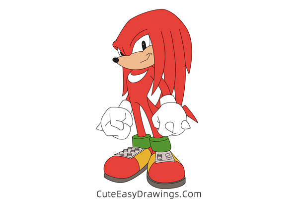 how to draw knuckles the echidna from sonic the hedgehog - www.cuteeasydrawings.com