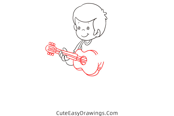 how to draw a guitarist - www.cuteeasydrawings.com