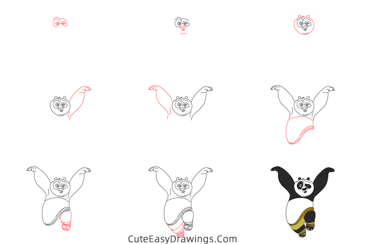 how to draw kung fu panda easy - www.cuteeasydrawings.com