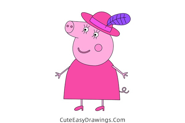 how to draw granny pig from peppa pig - www.cuteeasydrawings.com