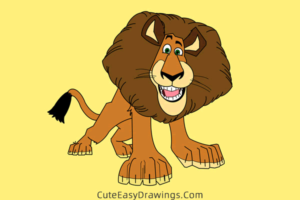 how to draw alex from madagascar - www.cuteeasydrawings.com