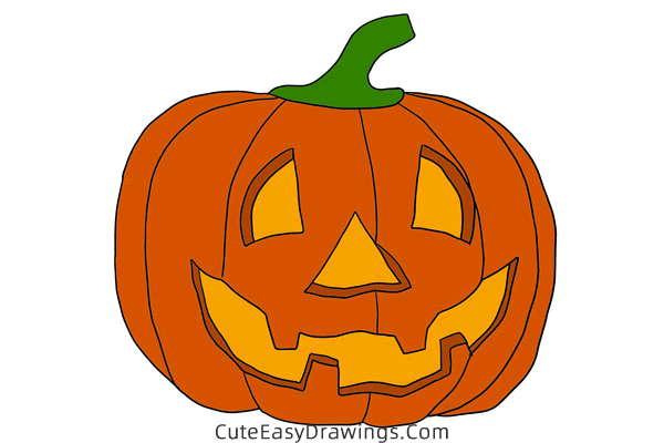 how to draw a halloween pumpkin - www.cuteeasydrawings.com