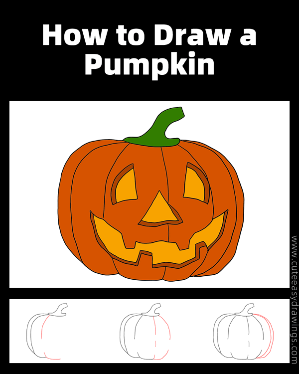 how to draw a halloween pumpkin - www.cuteeasydrawings.com