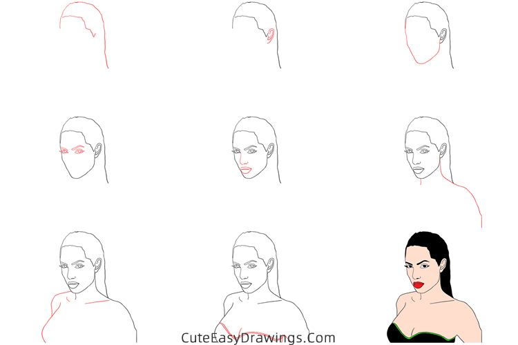 how to draw angelina jolie - www.cuteeasydrawings.com