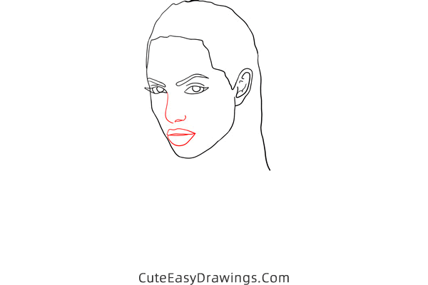 how to draw angelina jolie - www.cuteeasydrawings.com
