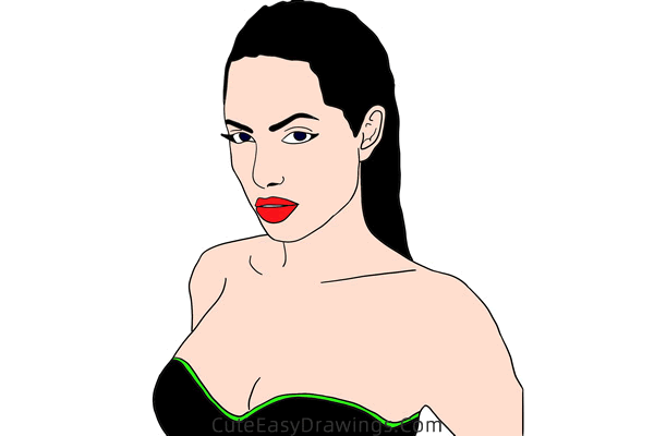 how to draw angelina jolie - www.cuteeasydrawings.com