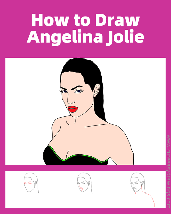 how to draw angelina jolie - www.cuteeasydrawings.com