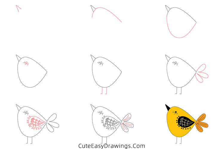 how to draw a bird easy - www.cuteeasydrawings.com