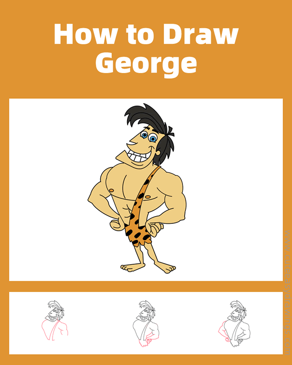how to draw george of the jungle - www.cuteeasydrawings.com