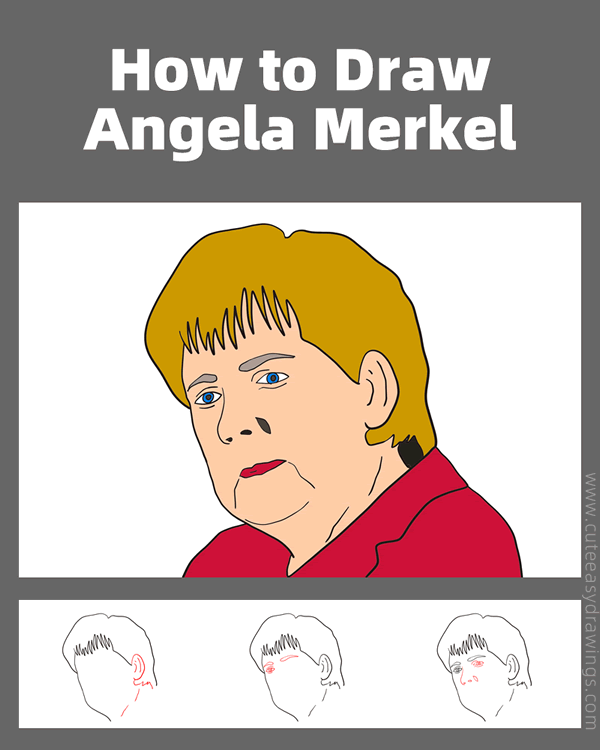 how to draw angela merkel - www.cuteeasydrawings.com