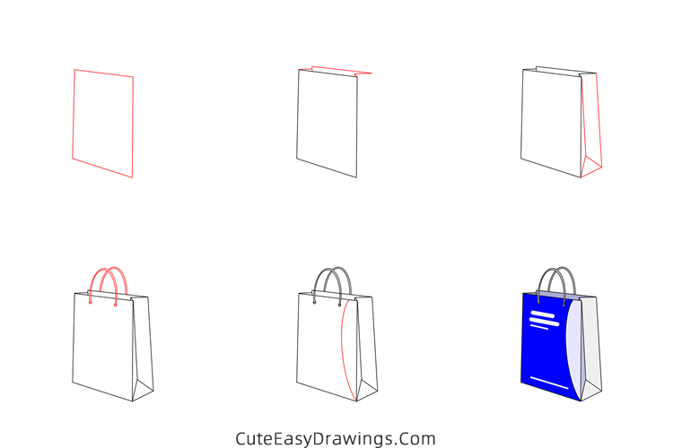 how to draw a paper handbag - www.cuteeasydrawings.com