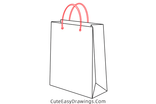 how to draw a paper handbag - www.cuteeasydrawings.com