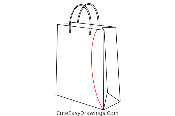 how to draw a paper handbag - www.cuteeasydrawings.com