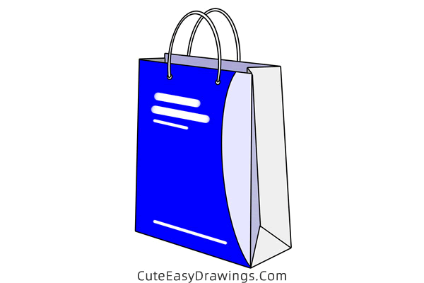 how to draw a paper handbag - www.cuteeasydrawings.com