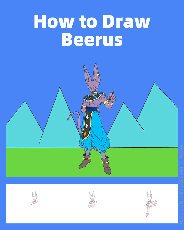 how to draw beerus from dragon ball - www.cuteeasydrawings.com